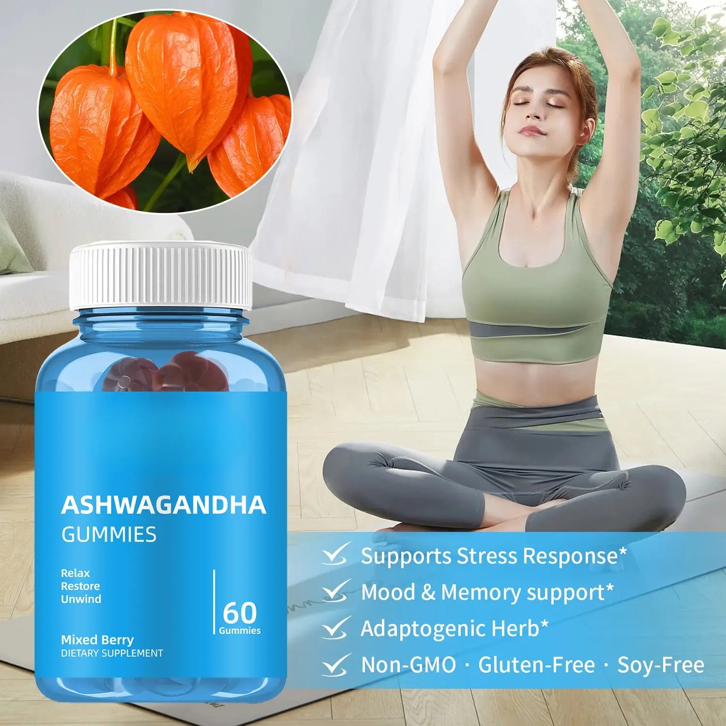 WISHCA High-Potency Ashwagandha Gummies - 2000mg Formula for Mind-Body Balance and Quality Sleep