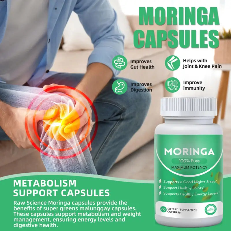 WISHCA Moringa Capsules: Energy, Gut & Immune Support (60ct)