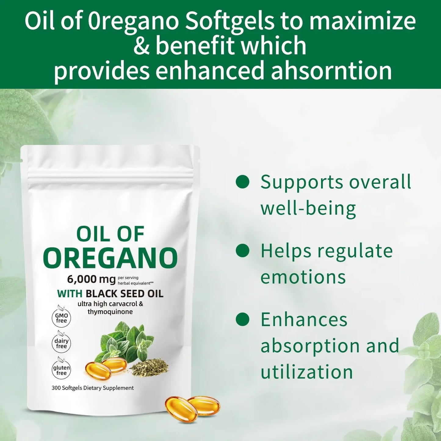 WISHCA High-Potency Oil of Oregano & Black Seed Oil Softgels – Your Daily Natural Health Shield