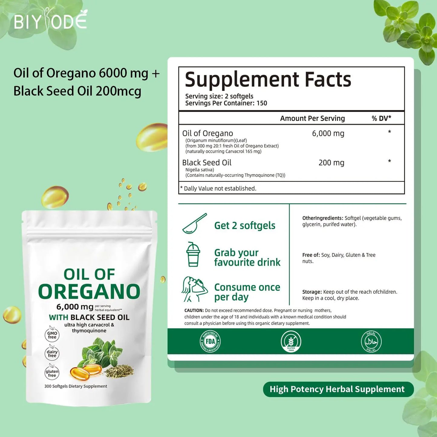 WISHCA High-Potency Oil of Oregano & Black Seed Oil Softgels – Your Daily Natural Health Shield