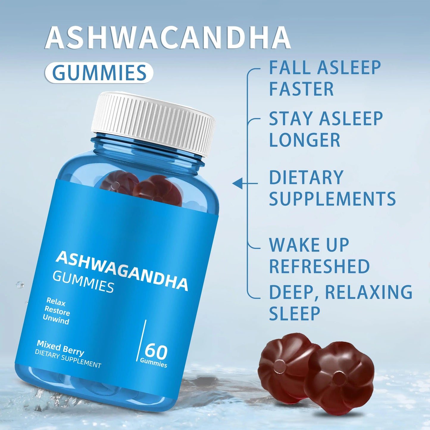 WISHCA High-Potency Ashwagandha Gummies - 2000mg Formula for Mind-Body Balance and Quality Sleep