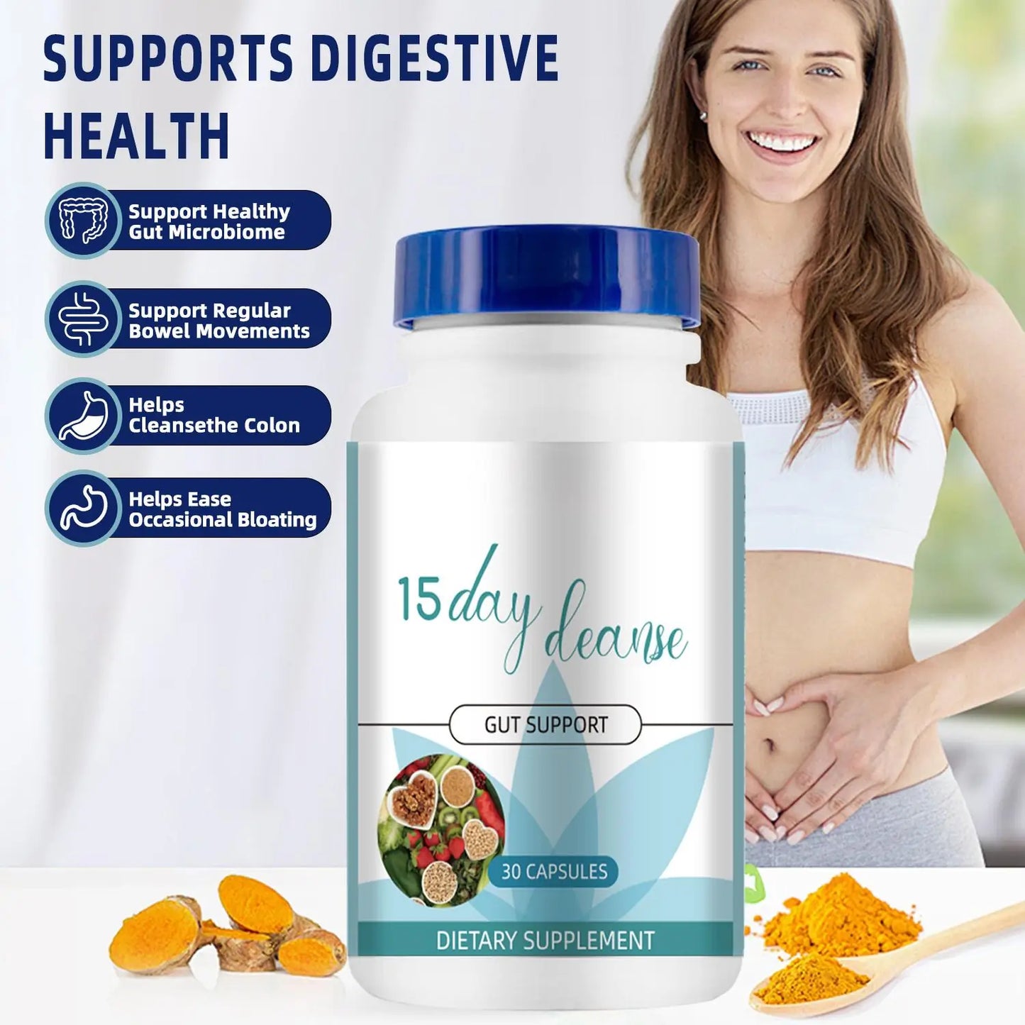 WISHCA 15-Day Cleanse Capsules: Supporting Your Digestive Wellness Journey (30 Count)