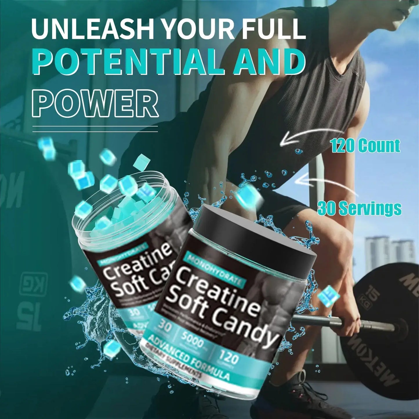 WISHCA Creatine Gummies 5000mg: Muscle, Energy & Recovery (120 Count)