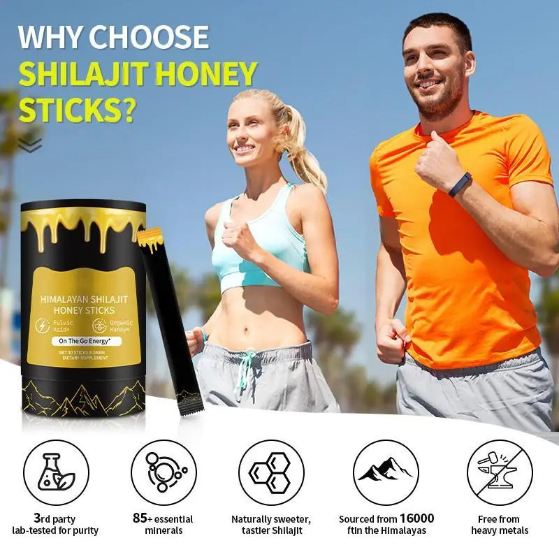 WISHCA Himalayan Shilajit Honey Sticks with Saffron - Pure Shilajit Resin for Energy, Stamina & Focus