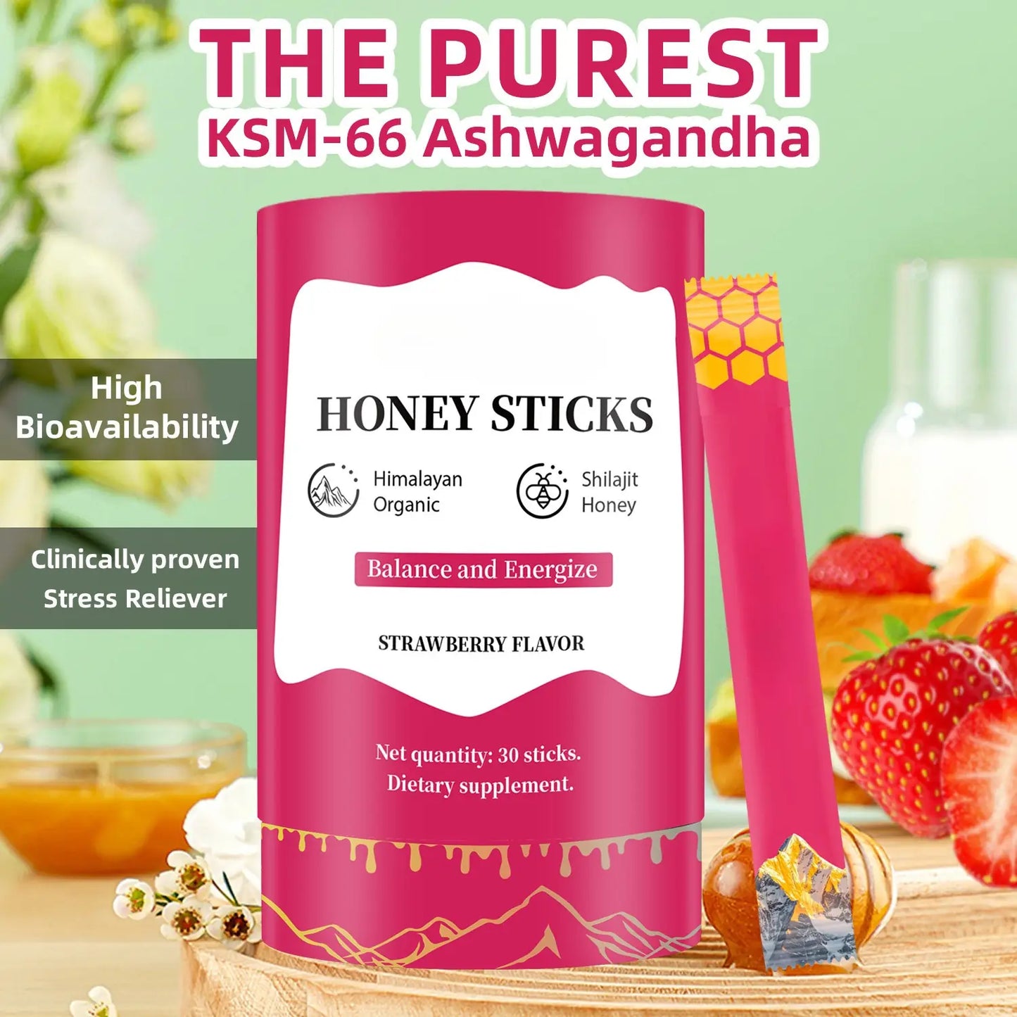 WISHCA Himalayan Shilajit Honey Sticks with Saffron - Pure Shilajit Resin for Energy, Stamina & Focus