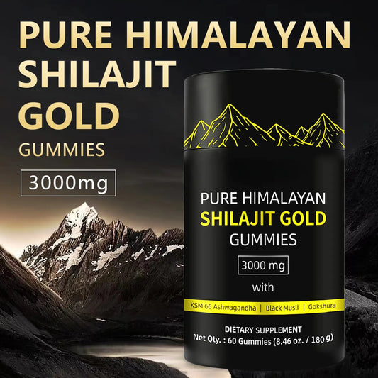 WISHCA Himalayan Shilajit Gold Gummies: Boost Energy & Stamina - With Fulvic Acid & Minerals (60ct)